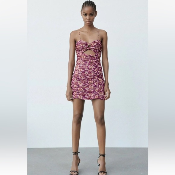 Zara Dresses & Skirts - Zara printed dress with draping